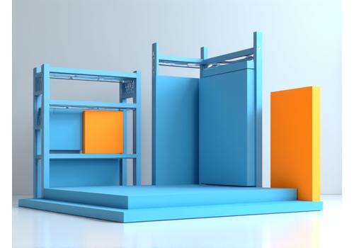 Render of a modular stage design that can be easily dismantled and reassembled for future events.