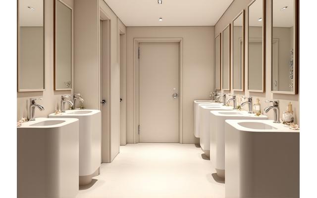 Immaculately clean and well-appointed private restroom facilities at a festival VIP area.