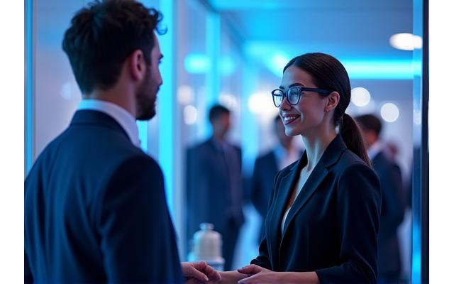 A professional concierge assists a VIP guest with a smile, showing attentive personal service.