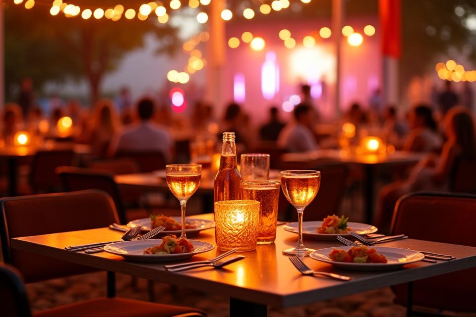 Elegant outdoor dining setup at a festival, showcasing exclusive culinary experiences.