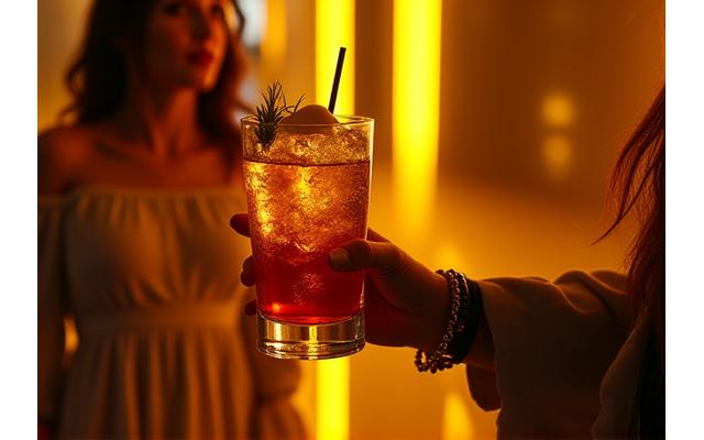 A VIP attendee receives personalized service in a lavish, private festival suite, emphasizing an ultra-exclusive experience.